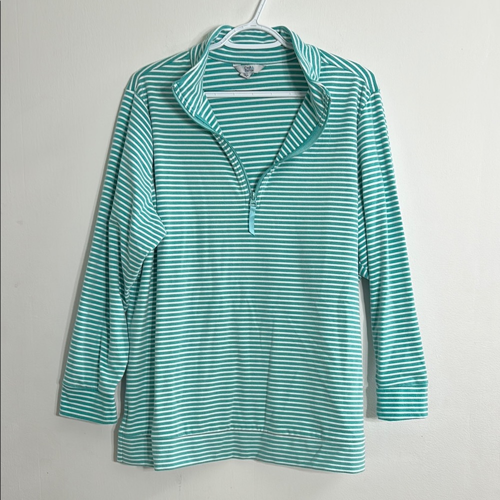 Croft & Barrow Green Blue Half Zip Fleece